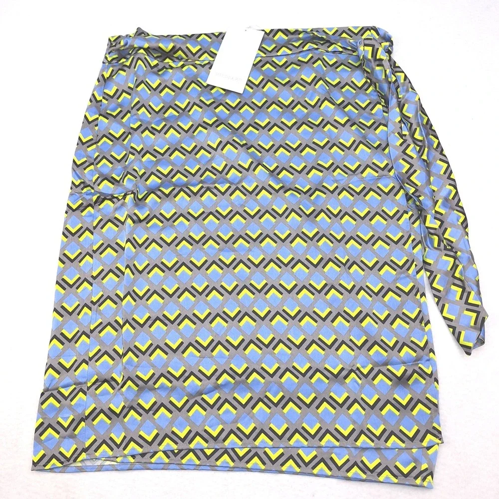 Wildfang‎ Empower Satin Wrap Skirt Womens XL Cubic Geometric Chevron Modern NWT